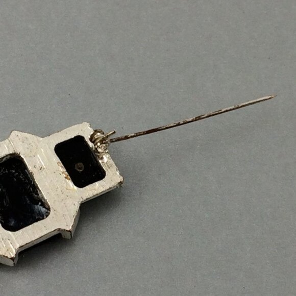 Hand-Painted Ferret Black Brooch Pin Silvertone Metal  Pet Artisan Polecat - Picture 10 of 16